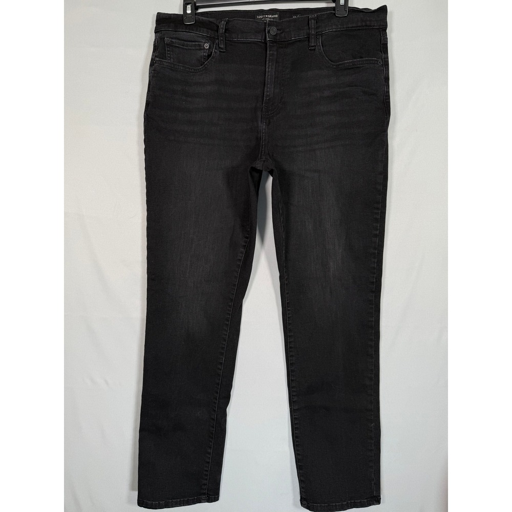 Lucky Brand 410‎ Athletic Straight Black Jeans Mens 38x32 Stretch Denim